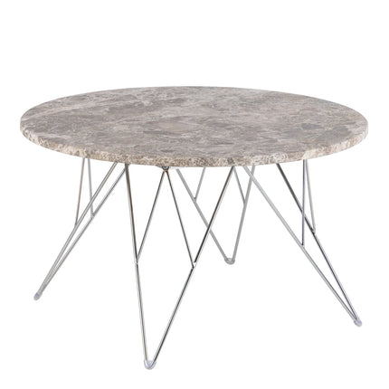 Prunus - Round Coffee Table with Grey-Brown Marble Top