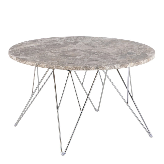 Prunus - Round Coffee Table with Grey-Brown Marble Top
