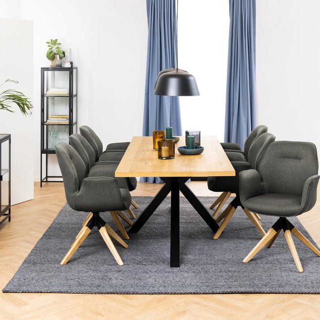 Heaven Dining Table in Oak with Wild Oak Veneer & Black Metal Base