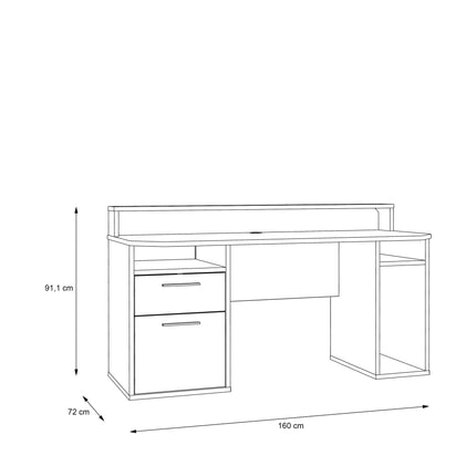 Tezaur White Gaming Desk with Colour Changing LED Lighting