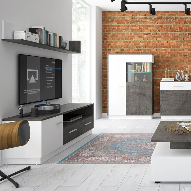 Zingaro Low Display Cabinet (RH/LH) Slate Grey and Alpine White