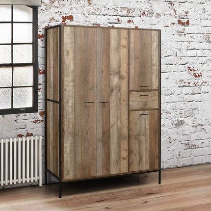 Stretton - 3 Piece Bedroom Set 4 Door Wardrobe - Rustic Oak