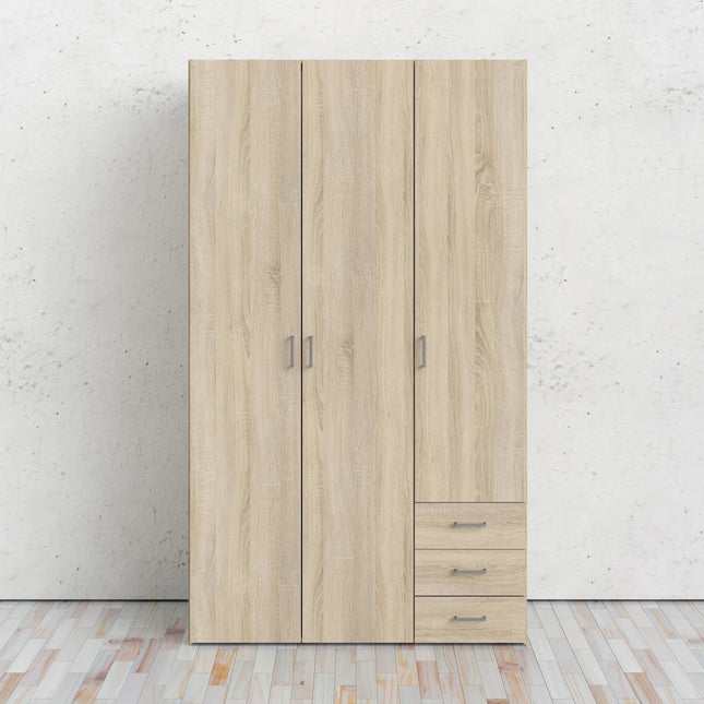 Space - Tall Wardrobe - 3 Doors 3 Drawers