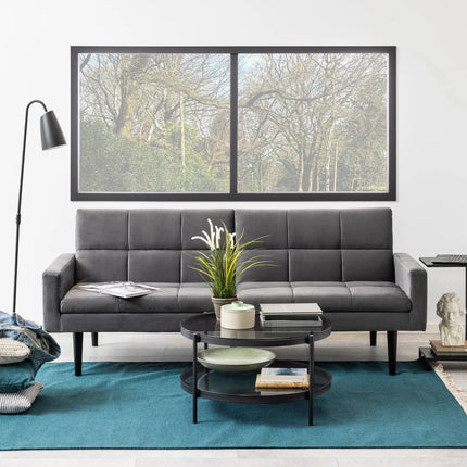 Bayonne Round Coffee Table Black with Smoked Glass Top
