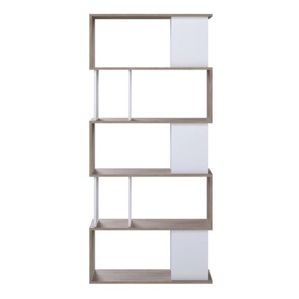 Maze Tall Bookcase 4 Shelves Oak White 173cm Midcentury