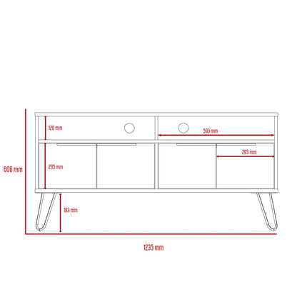Nevada - TV Unit - 4 Door Smoked Oak & Hairpin Legs