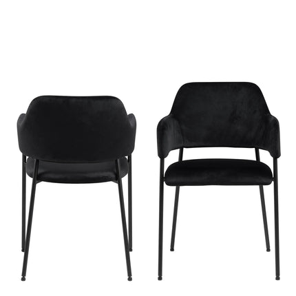 Lima - Dining Chair with Armrest in Black Set of 2