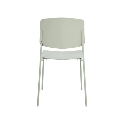 Aspen dining chair back and slim metal legs in pale sage green