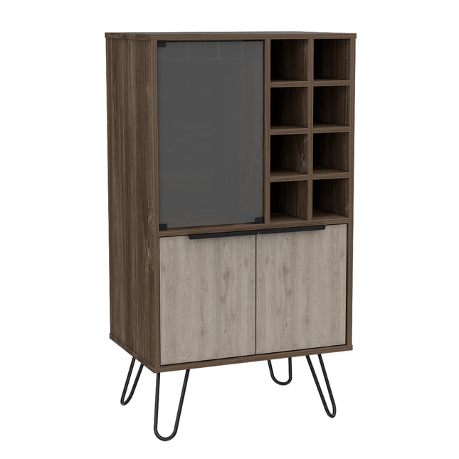 Nevada - Drinks Cabinet - 3 Door with Wine Rack & Hairpin Legs