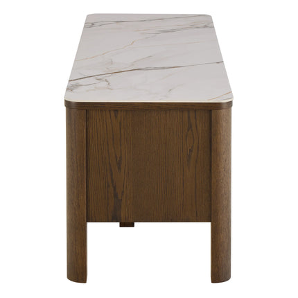 Southampton TV Unit 2 Doors 1 Shelf Ceramic Cream Scandinavian Design