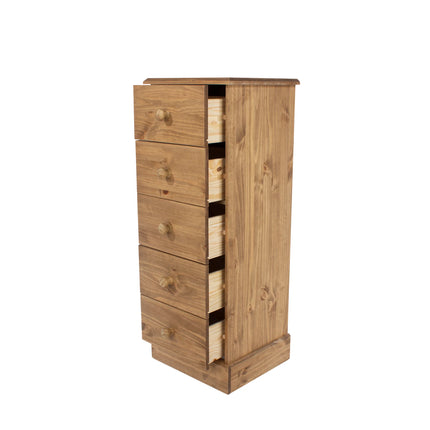 Cotswold - Chest of Drawers - 5 Drawer Tall Antique Waxed Pine