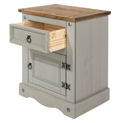 Corona - Bedside Table - 1 Door 1 Drawer Rustic