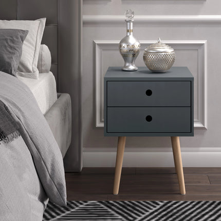 Options - Bedside Table - 2 Drawer & Splayed Pine Legs