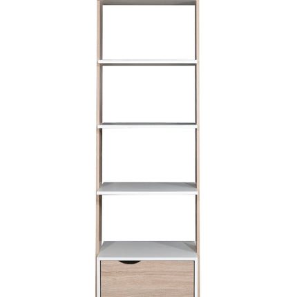 Pulford - Ladder Bookcase - White & Sonoma Oak