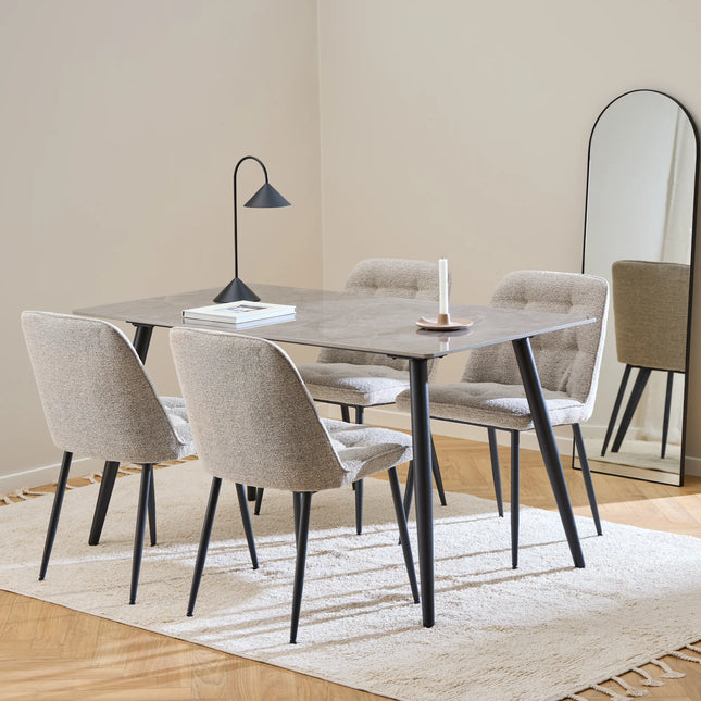 Wicklow Rectangular Dining Table & 4 Brooke Chairs in Beige or Taupe