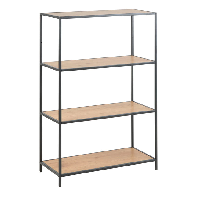 Seaford - Black Metal Low Bookcase with 3 Shelves