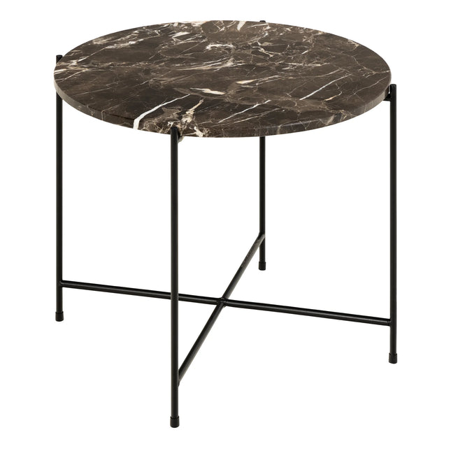 Avila - Side Table with Brown Marble Top 52x40cm