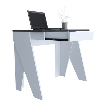 Dallas - Desk - 1 Drawer White with Angled Legs