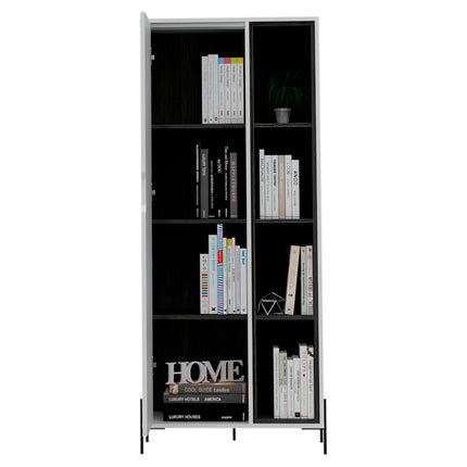 Dallas - Bookcase - 1 Door & 7 Shelves with Metal Legs