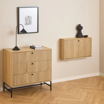 Albany Shoe Cabinet Oak Effect Wall Mounted 72cm