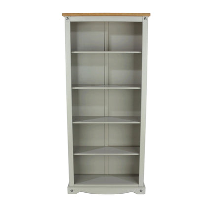 Corona White - Bookcase - 5 Shelf & Antique Waxed Pine Top