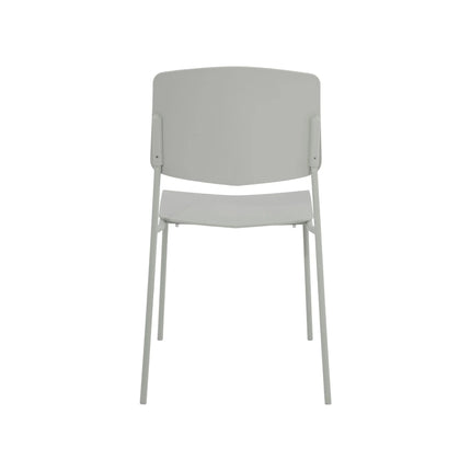 Aspen dining chair rear view in pale grey with slim metal legs