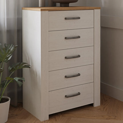 Bohol 5 Drawer Narrow Chest – Compact Vertical Storage, Provensal Style