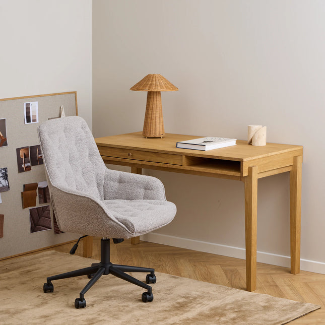 Erik Gas Lift Desk Chair in Brandy PU & Monza Beige – Stylish Comfort