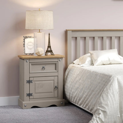 Corona - Bedside Table - 1 Door 1 Drawer Rustic