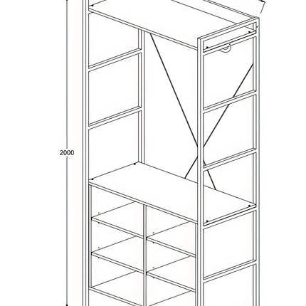 Claire - 8 Shelf Open Wardrobe - Riviera Oak
