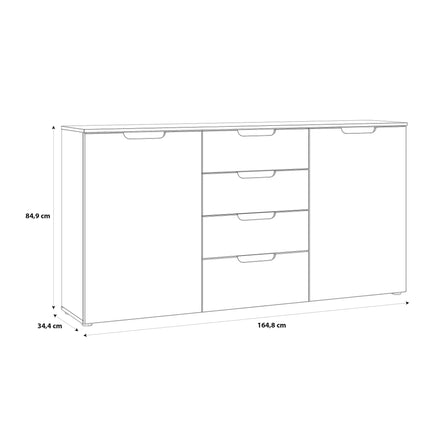 Sienna - Wide Chest of 4 Drawers and 2 Doors