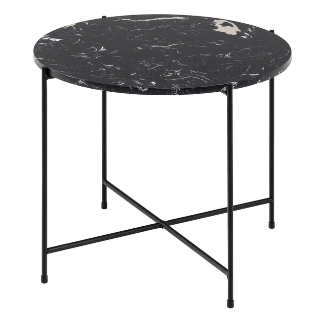 Avila - Side Table with Black Polished Marble Stone 52x40cm