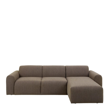 Midfield 2-seater chaise longue in brown boucle with left-facing chaise and rounded armrests