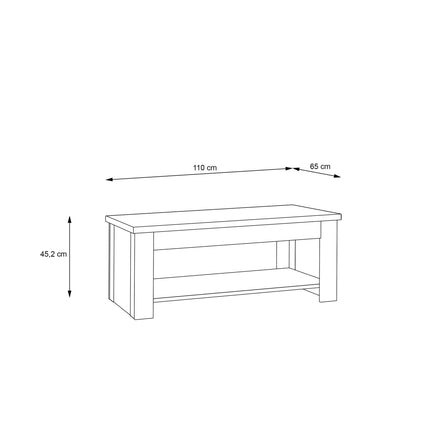 Corona Coffee Table with Shelf Oak Effect 110cm Rustic