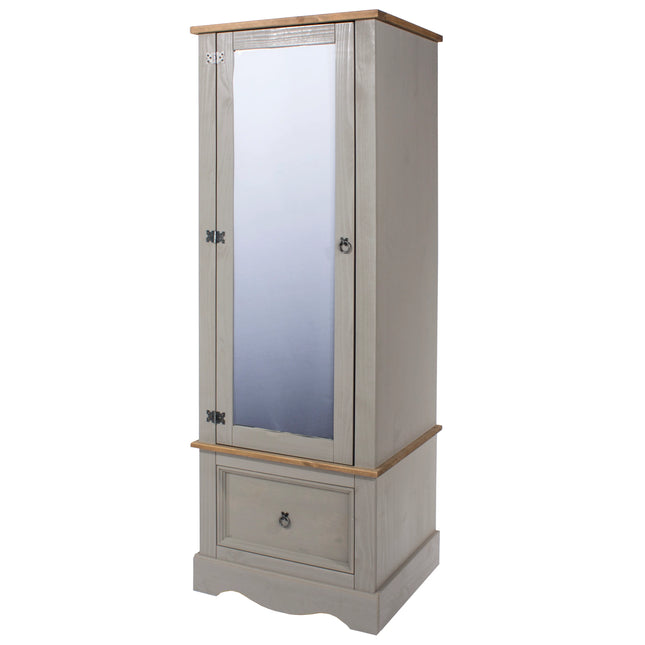 Corona - Wardrobe - 1 Door 1 Drawer Mirrored