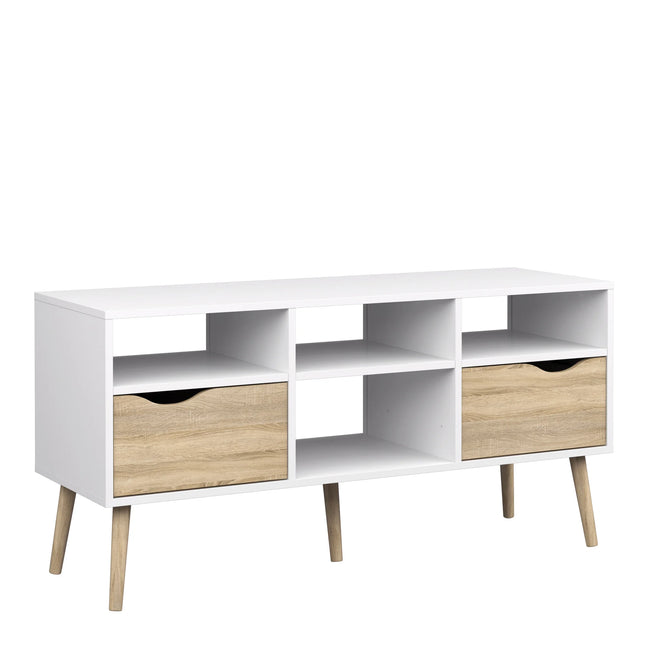 Oslo Wide TV Unit 2 Drawers 4 Shelves - Choice Of Finishes