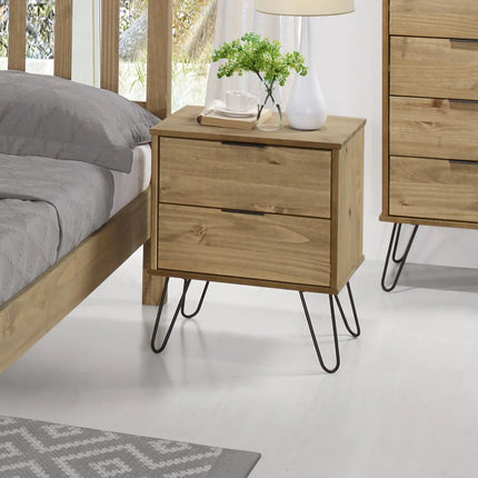 Augusta - Bedside Table - 2 Drawer & Hairpin Legs