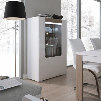 Toronto - Low Glazed 2 Door Display Cabinet with Internal Shelves (inc. Plexi Lighting)