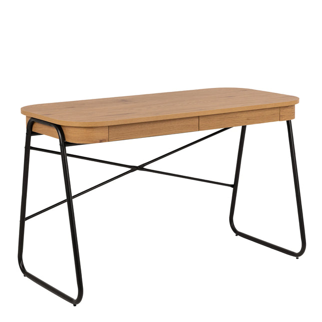 Blueton - Office Desk with 2 Drawers in Black and Oak