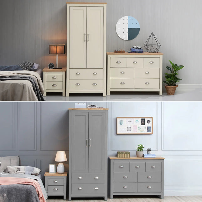 Lisbon - 3-Piece Set - Wardrobe, 7 Drawer Chest & 2 Drawer Bedside Table
