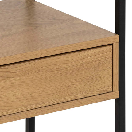 Randolf - Square Bedside Table with 1 Drawer in Black and Oak