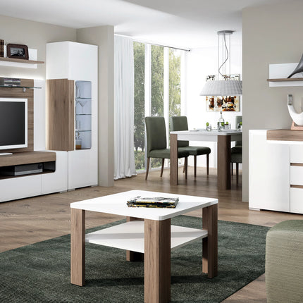 Toronto - Coffee Table with shelf In White and Oak