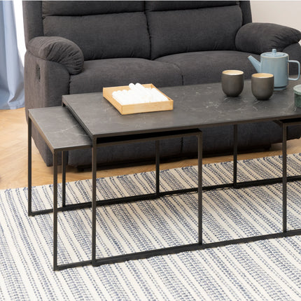Infinity Square Coffee Table Set Matt Black Set of 3
