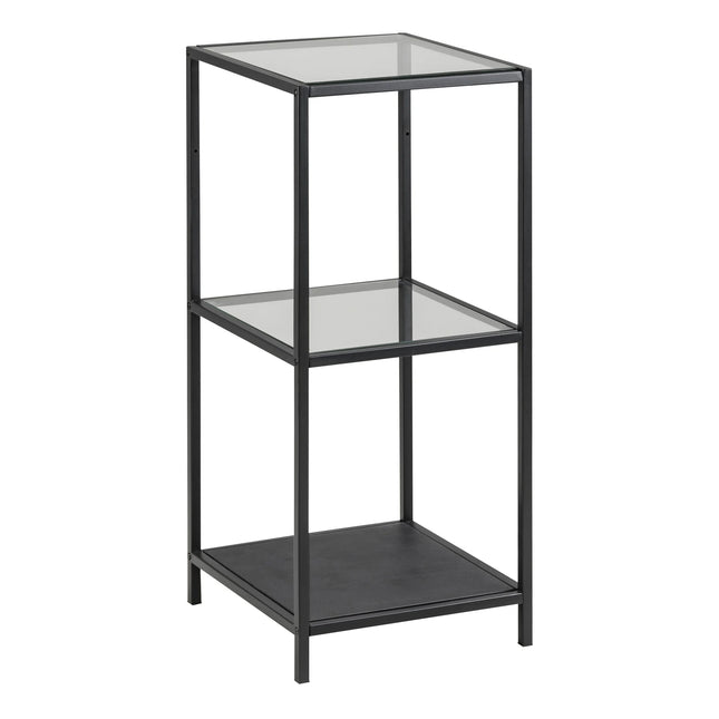 Seaford - Narrow Black Metal Bookcase with 2 Shelves