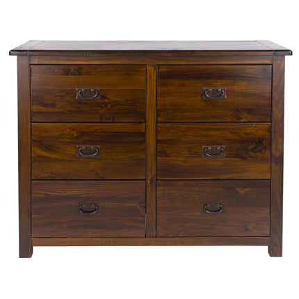 Boston - Chest of Drawers - 6 Drawer Dark Brown Pine