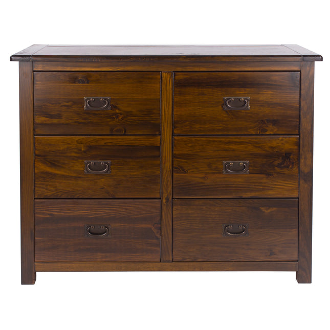 Boston - Chest of Drawers - 6 Drawer Dark Brown Pine