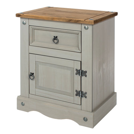 Corona - Bedside Table - 1 Door 1 Drawer Rustic