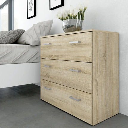 Space - 3 Piece Bedroom Set, Bedside, Chest and 2 Door 1 Drawer Wardrobe
