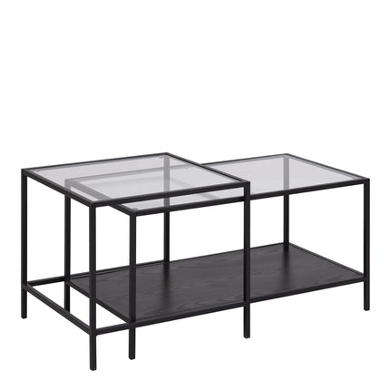 Seaford - Black Metal Coffee Table Set with Glass Top