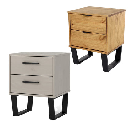 Texas - Bedside Table - 2 Drawer Industrial & Metal Legs